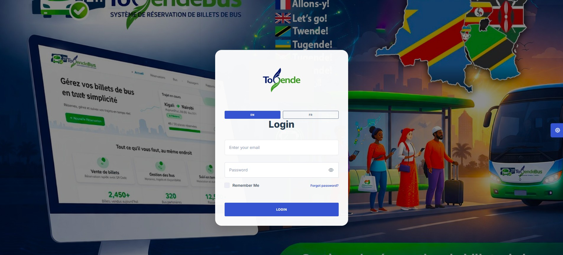 Tokende website login and dashboard